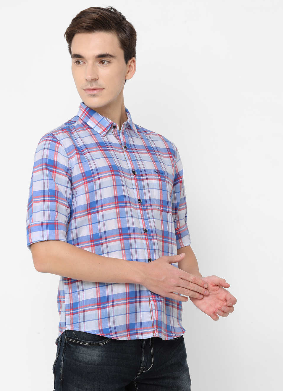 Blake Cotton Linen Check Shirt, , large image number 6