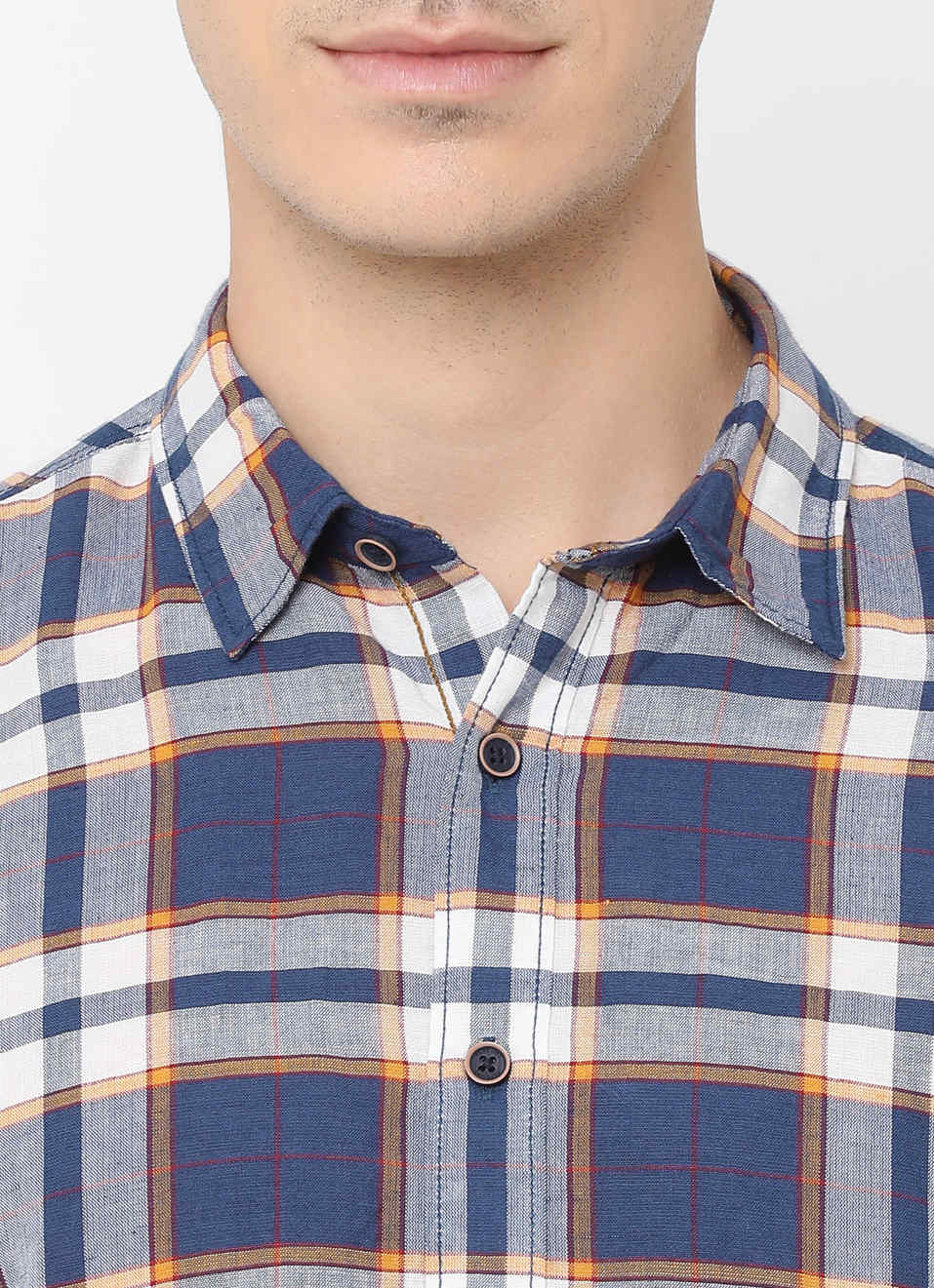 Bison Cotton Linen Check Shirt, , large image number 4
