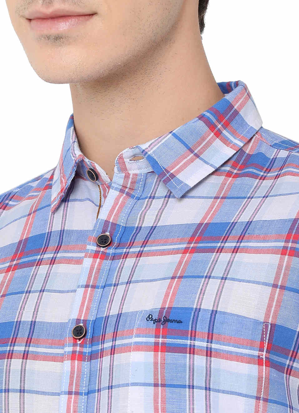 Bison Cotton Linen Check Shirt, , large image number 5