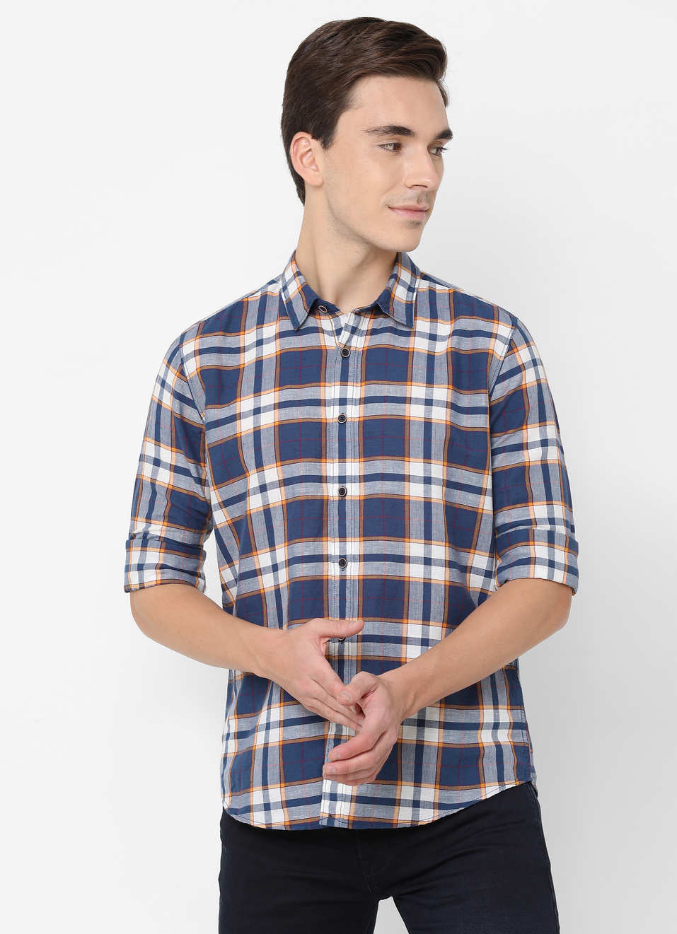 Bison Cotton Linen Check Shirt, , large image number 0