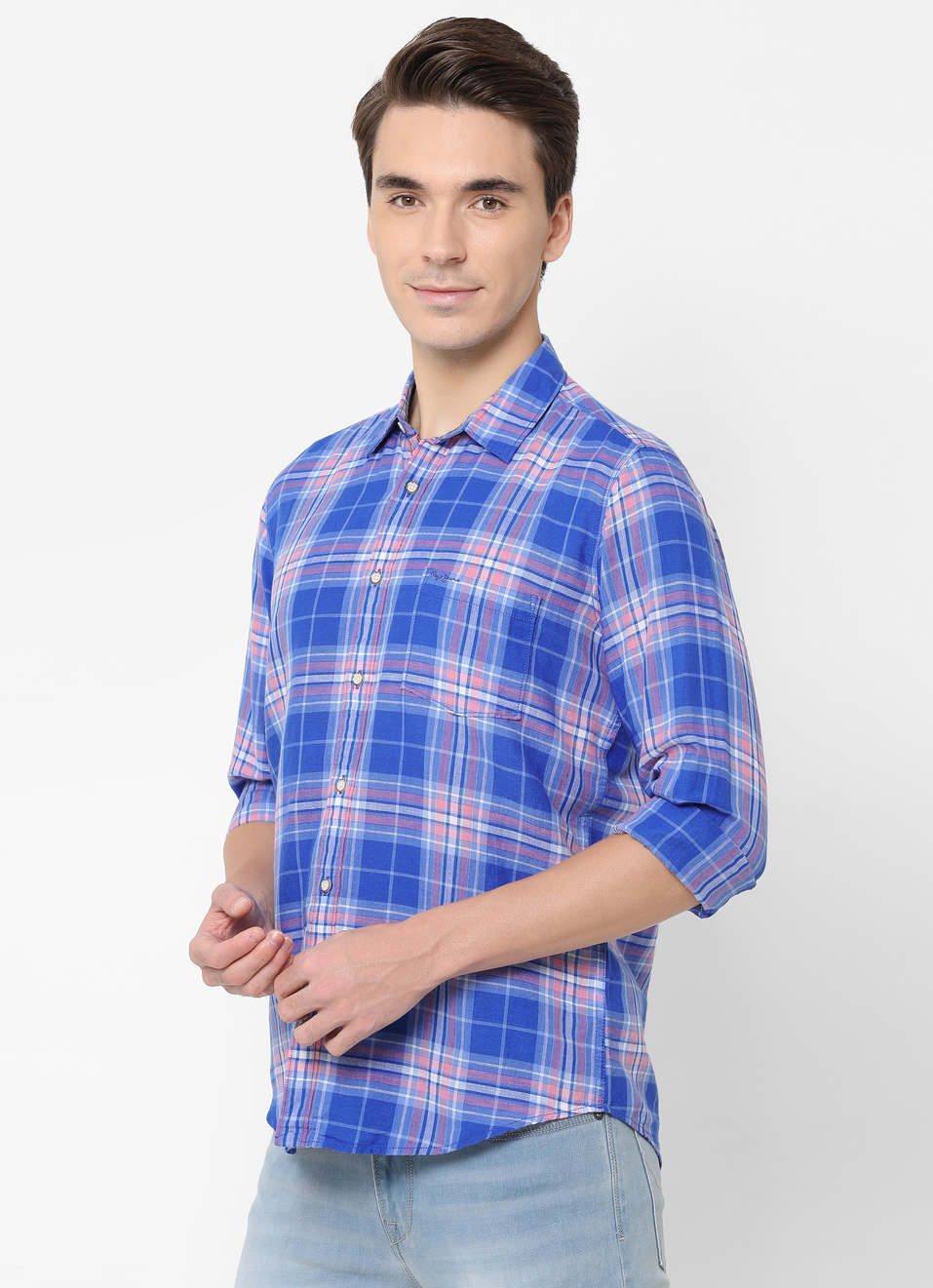 Baldo Cotton Linen Check Shirt, , large image number 2