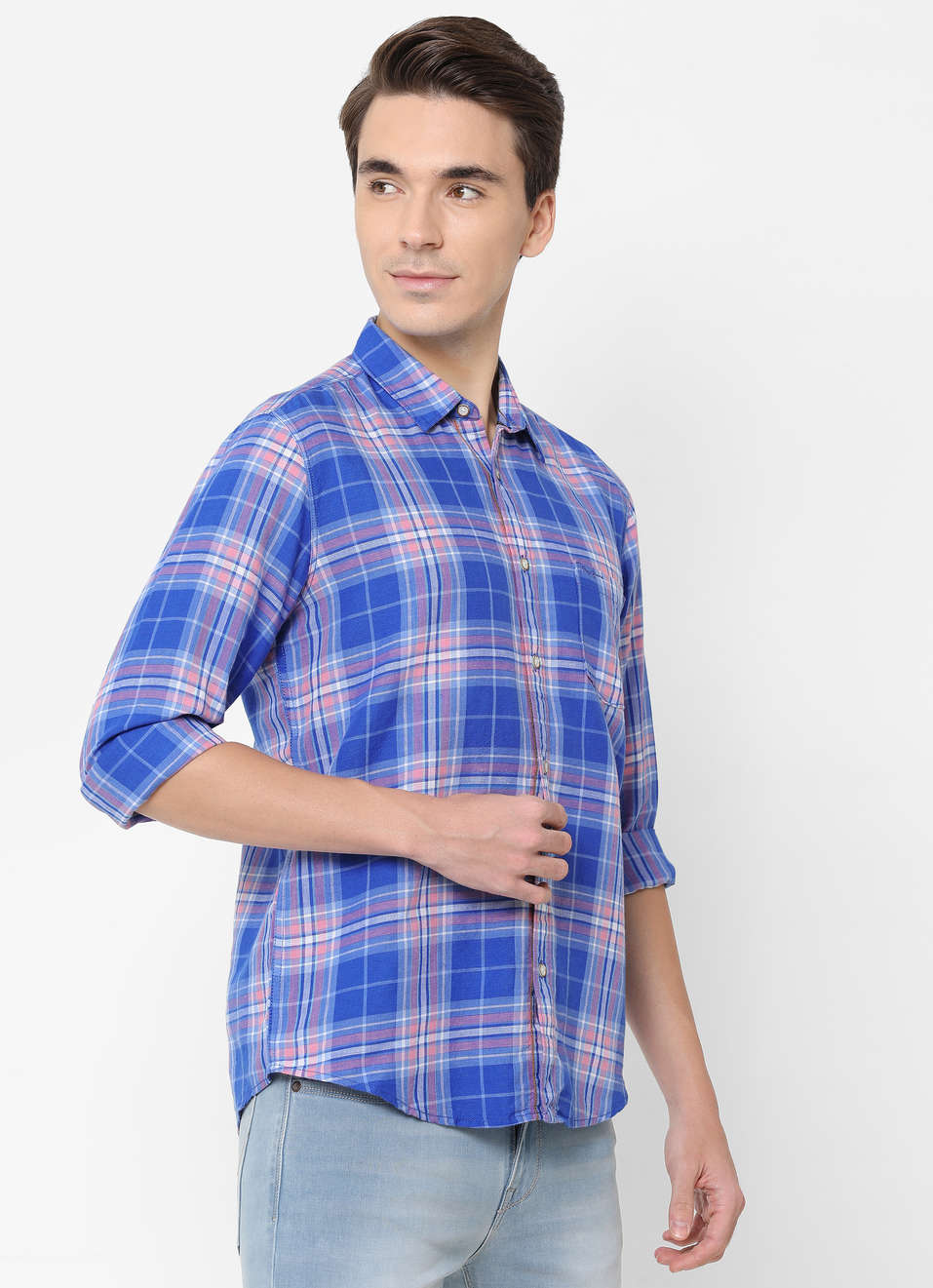 Baldo Cotton Linen Check Shirt, , large image number 6