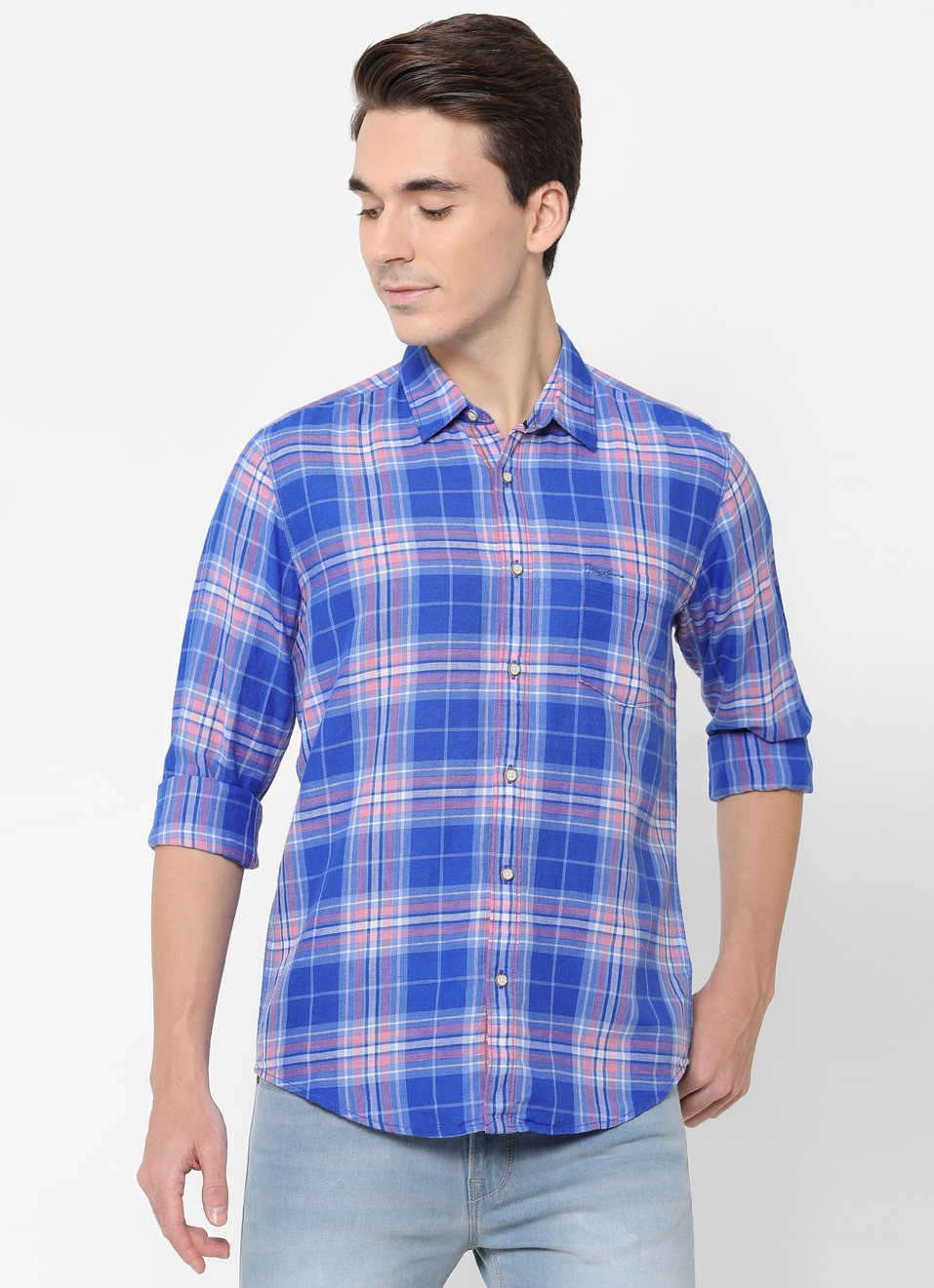 Baldo Cotton Linen Check Shirt, , large image number 0