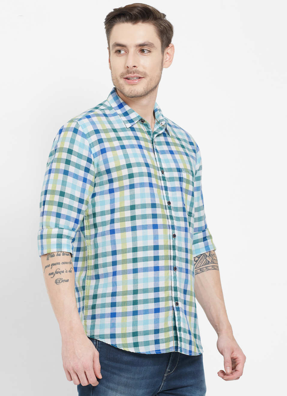 Arctic Cotton Linen Check Shirt, , large image number 6