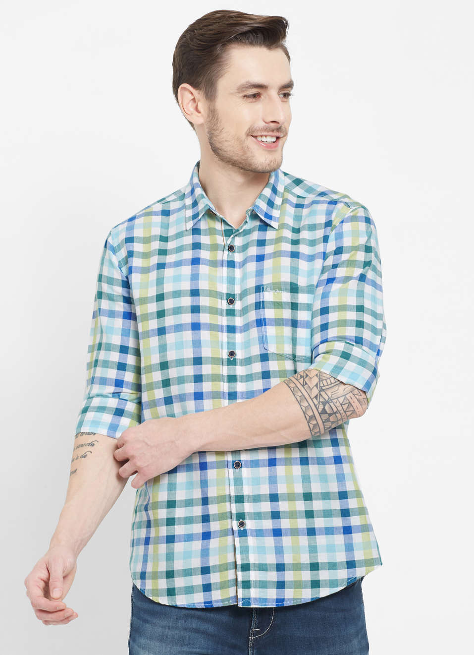 Arctic Cotton Linen Check Shirt, , large image number 0