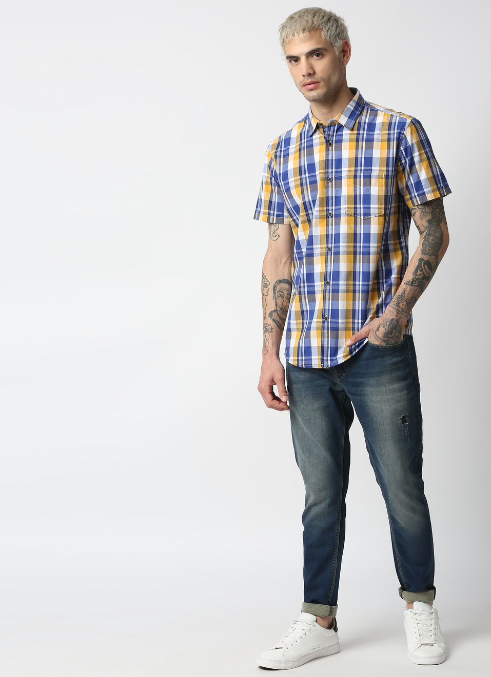 Mink Y/D Peached Checks Shirt, , large image number 3