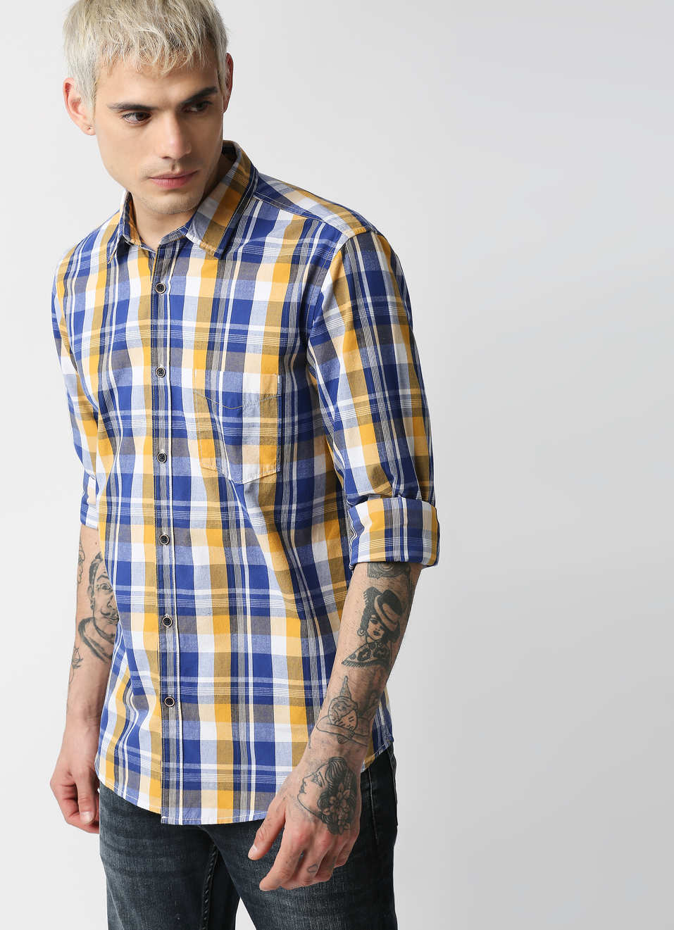 Mink Y/D Peached Checks Shirt, , large image number 0