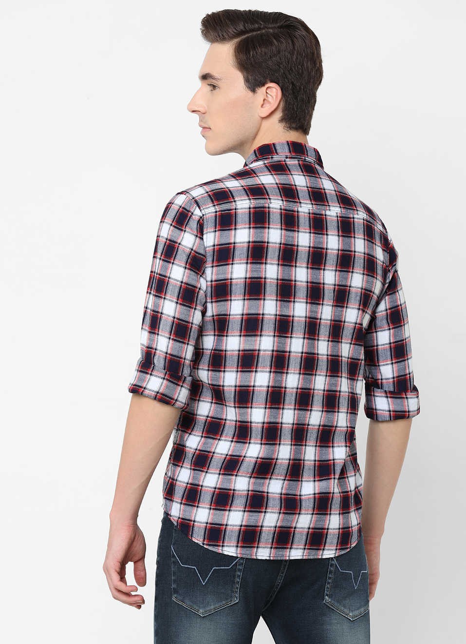 Martel Indigo Slub Checks Shirt, , large image number 1