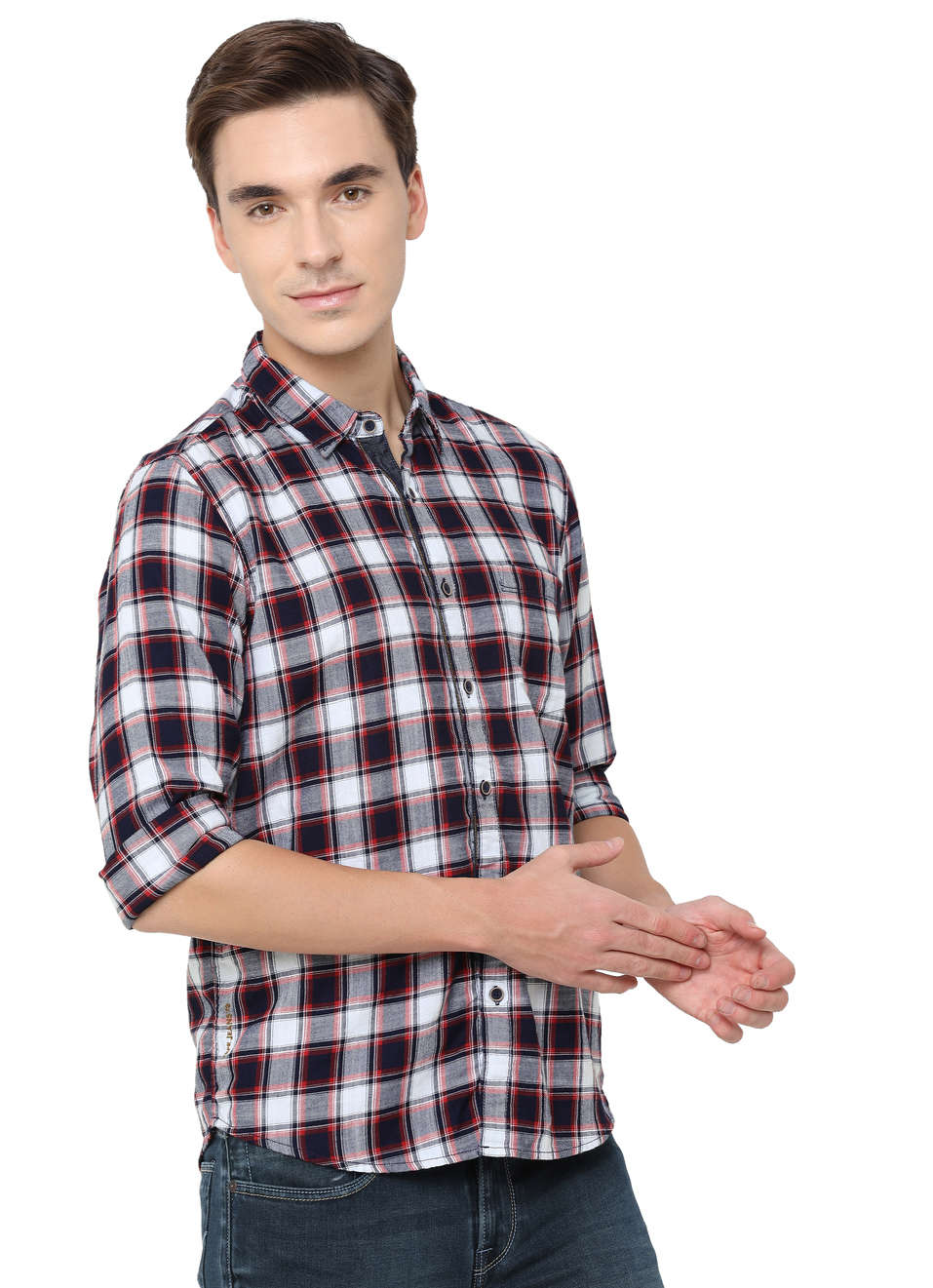 Martel Indigo Slub Checks Shirt, , large image number 6