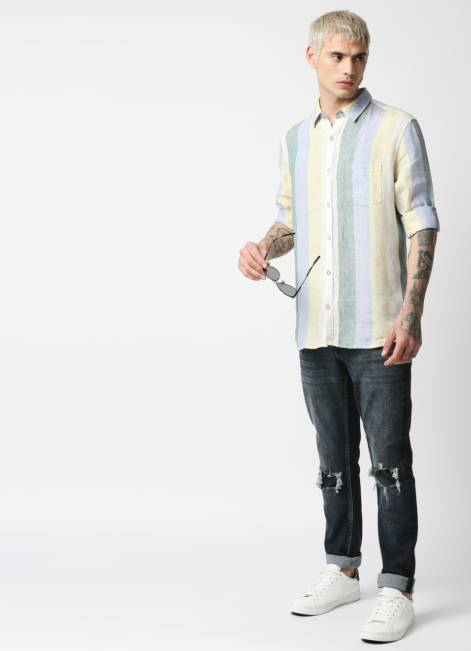 Marcus Pure Linen Stripe Shirt, , large image number 3