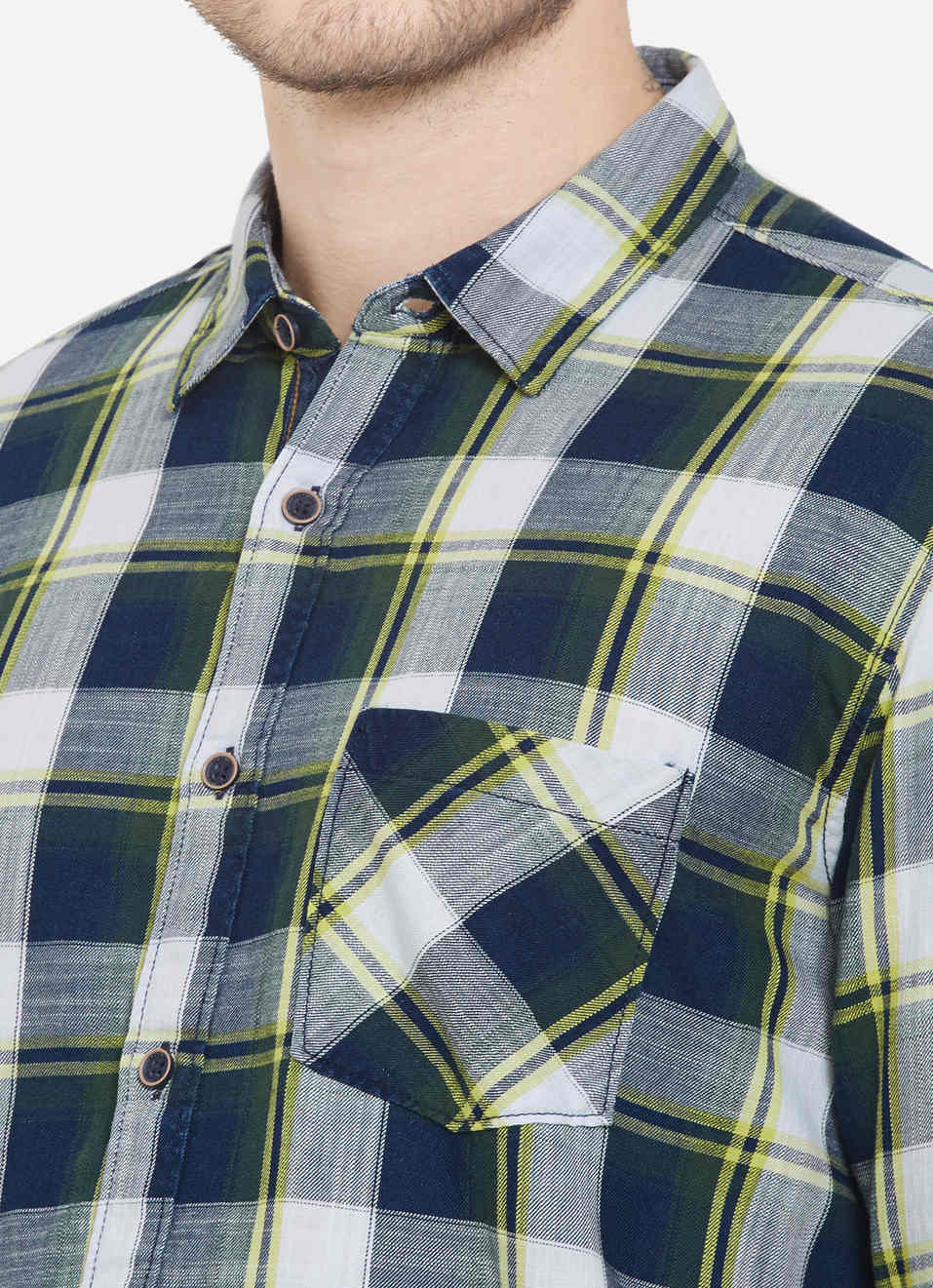 Kiedis Indigo Slub Checks Shirt, , large image number 4