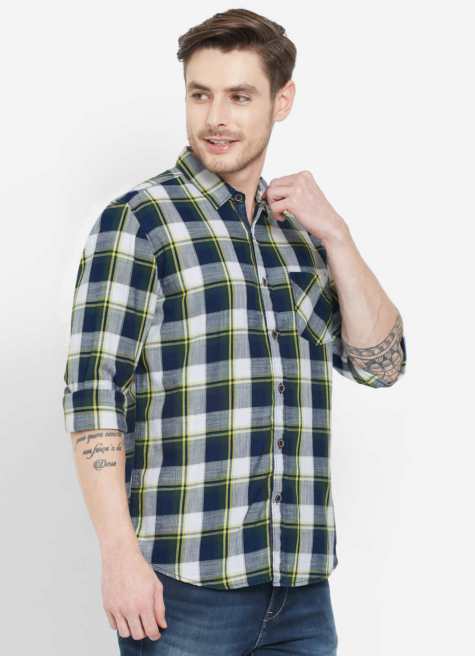 Kiedis Indigo Slub Checks Shirt, , large image number 5