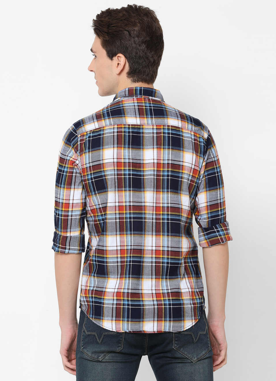 Kapon Indigo Slub Checks Shirt, , large image number 1
