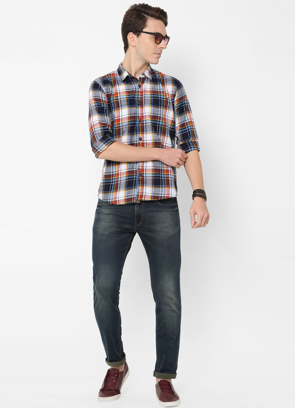 Kapon Indigo Slub Checks Shirt, , large image number 3