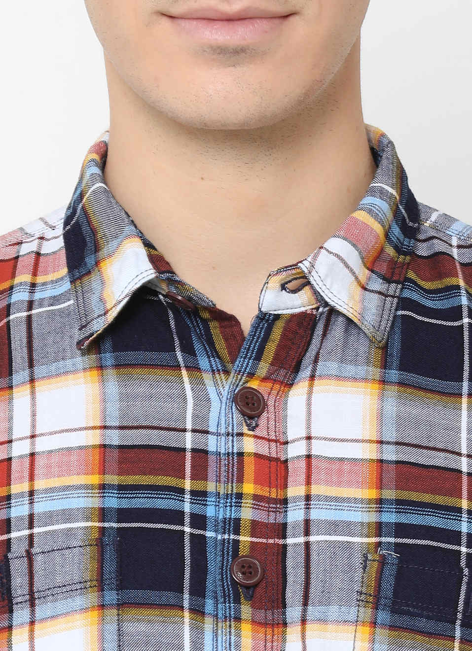 Kapon Indigo Slub Checks Shirt, , large image number 4