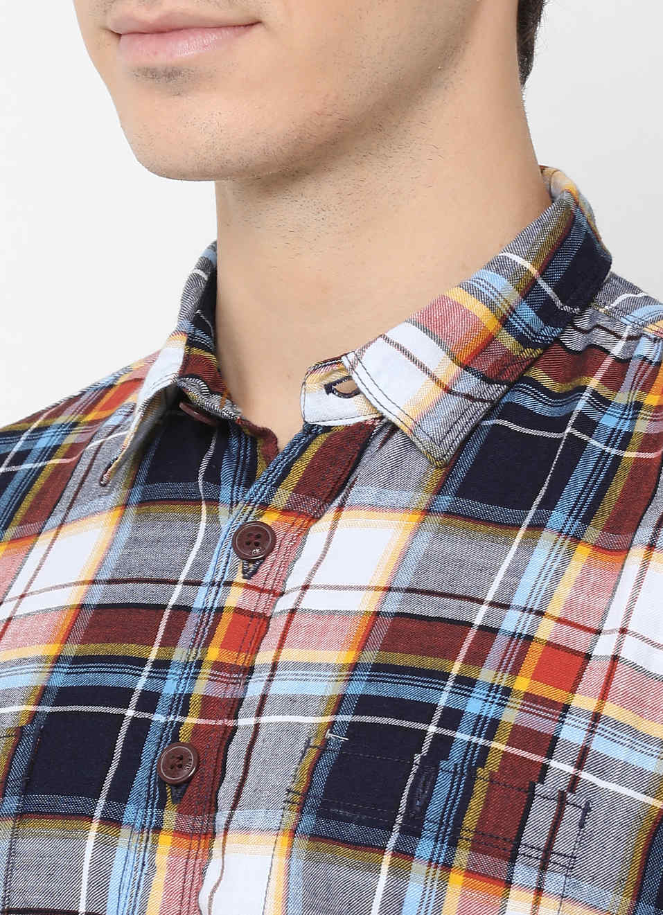 Kapon Indigo Slub Checks Shirt, , large image number 5