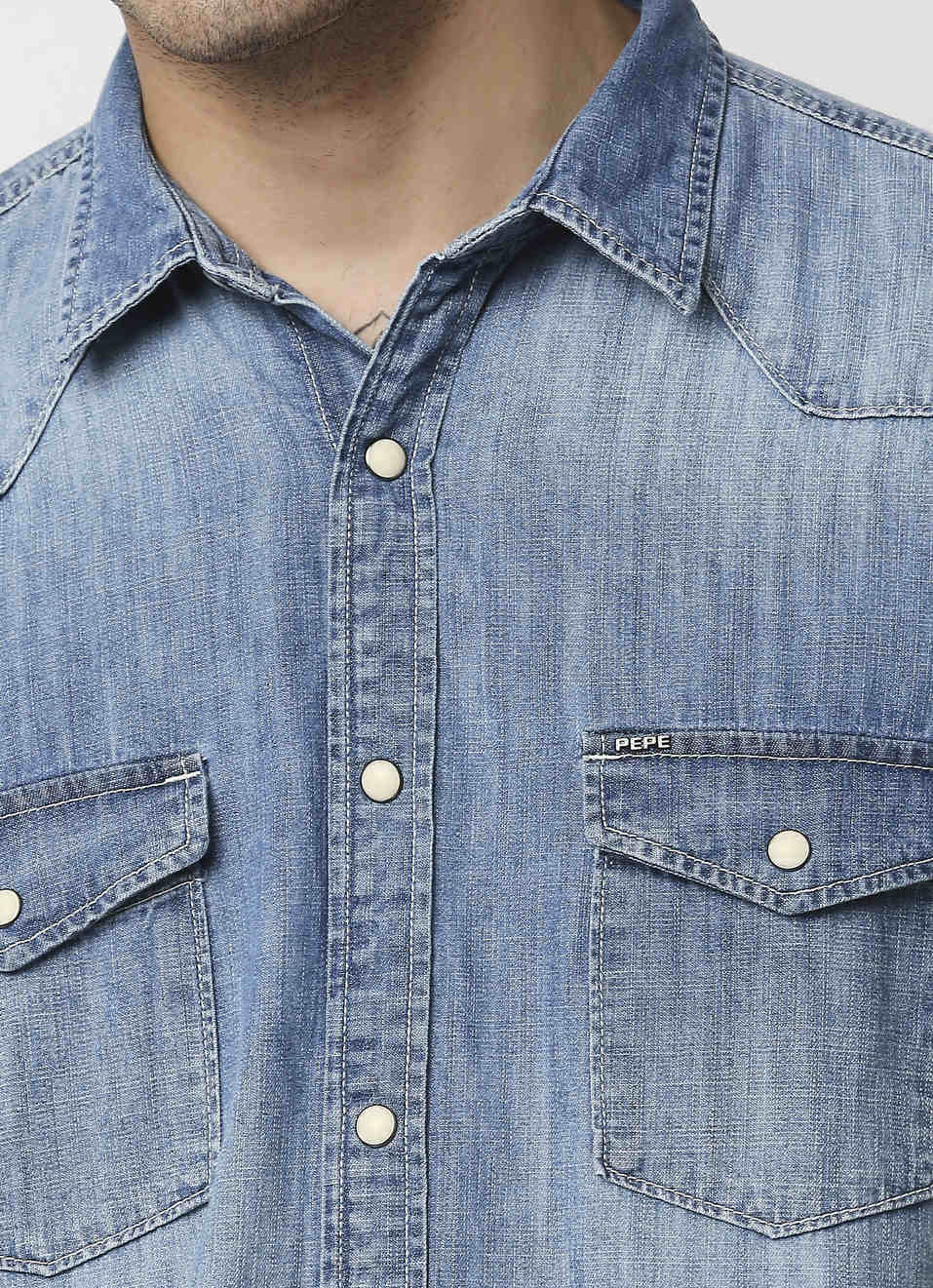 Hank Casual Denim Shirt, , large image number 4