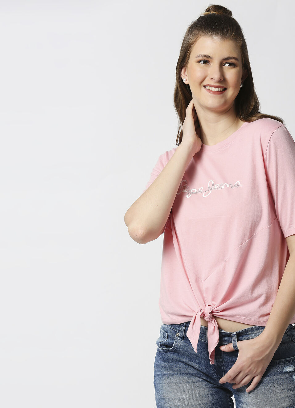 Holsy Front Knot T-Shirt, , large image number 1