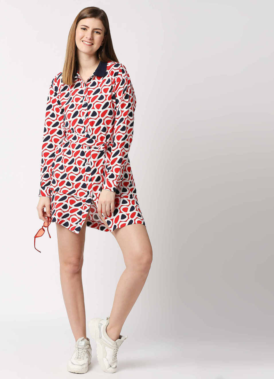 Kori Printed Shirt Dress With Detachable Waist Belt, , large image number 3