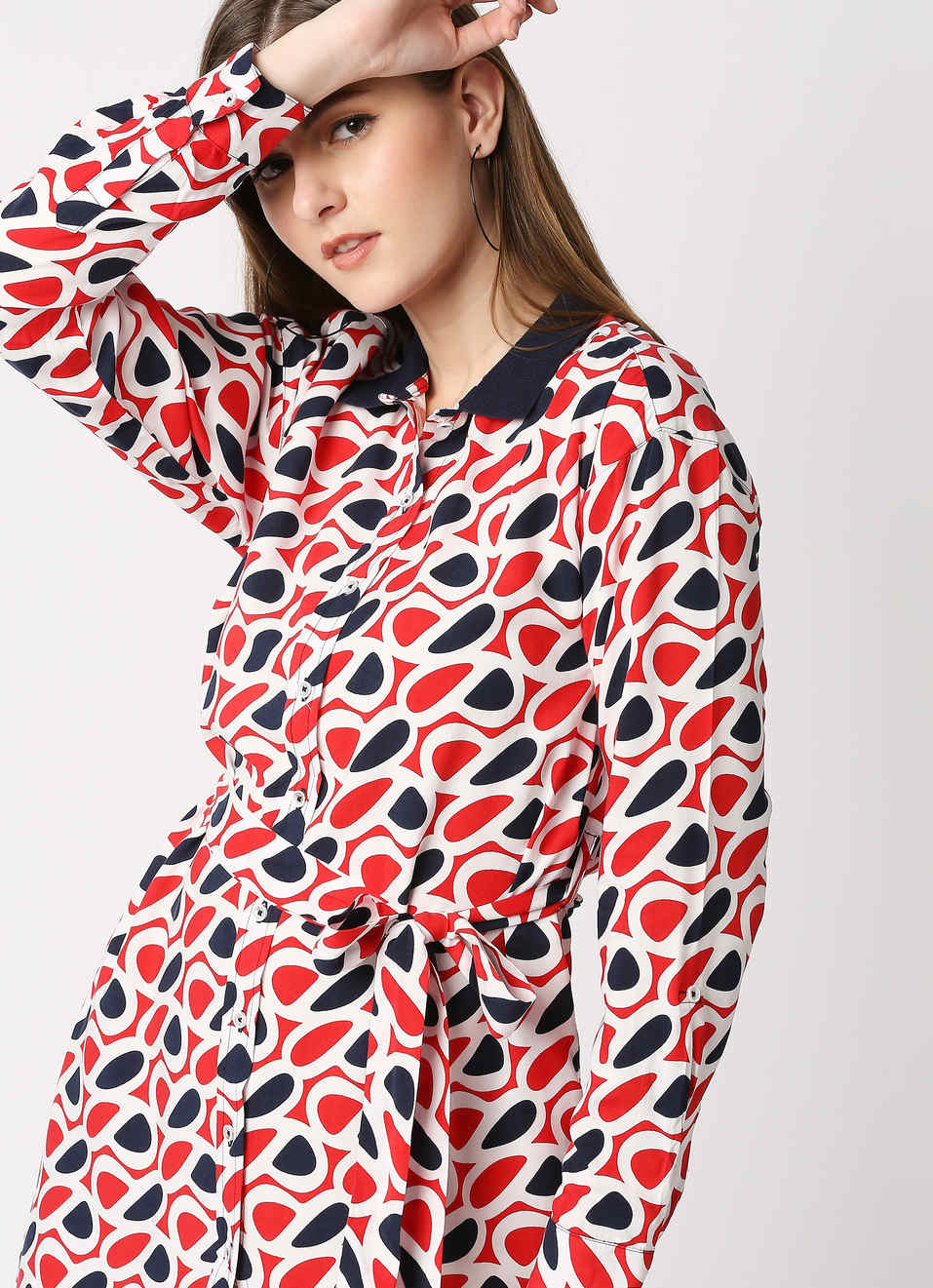 Kori Printed Shirt Dress With Detachable Waist Belt, , large image number 0