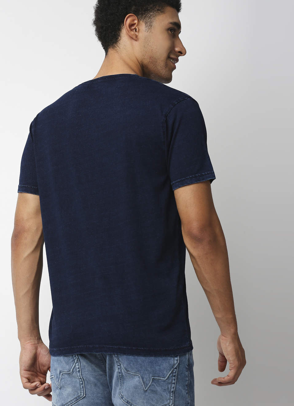 Snow Graphic Printed Indigo Tshirt, , large image number 1