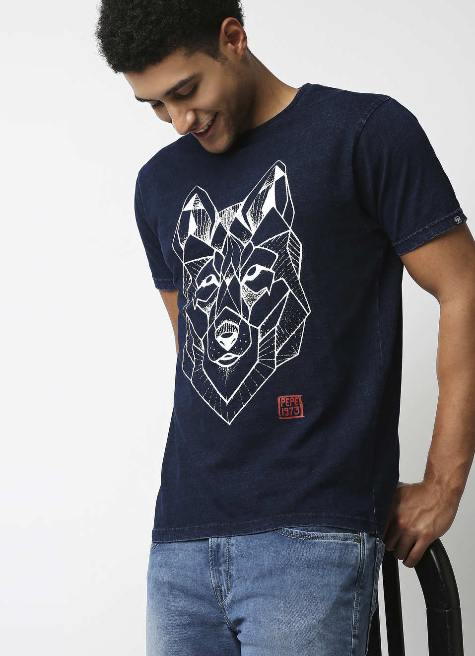 Snow Graphic Printed Indigo Tshirt, , large image number 2