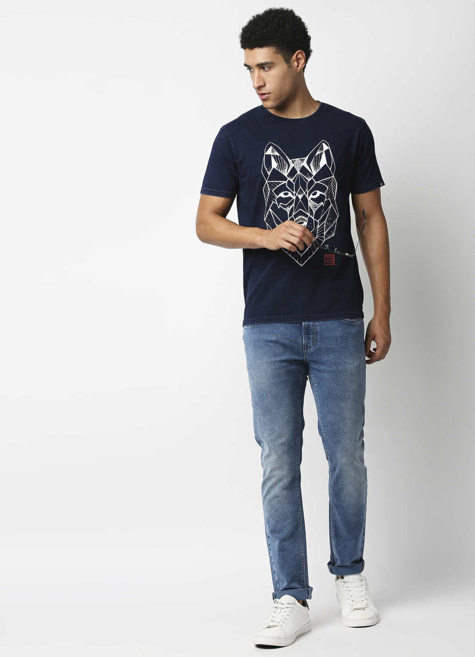 Snow Graphic Printed Indigo Tshirt, , large image number 3