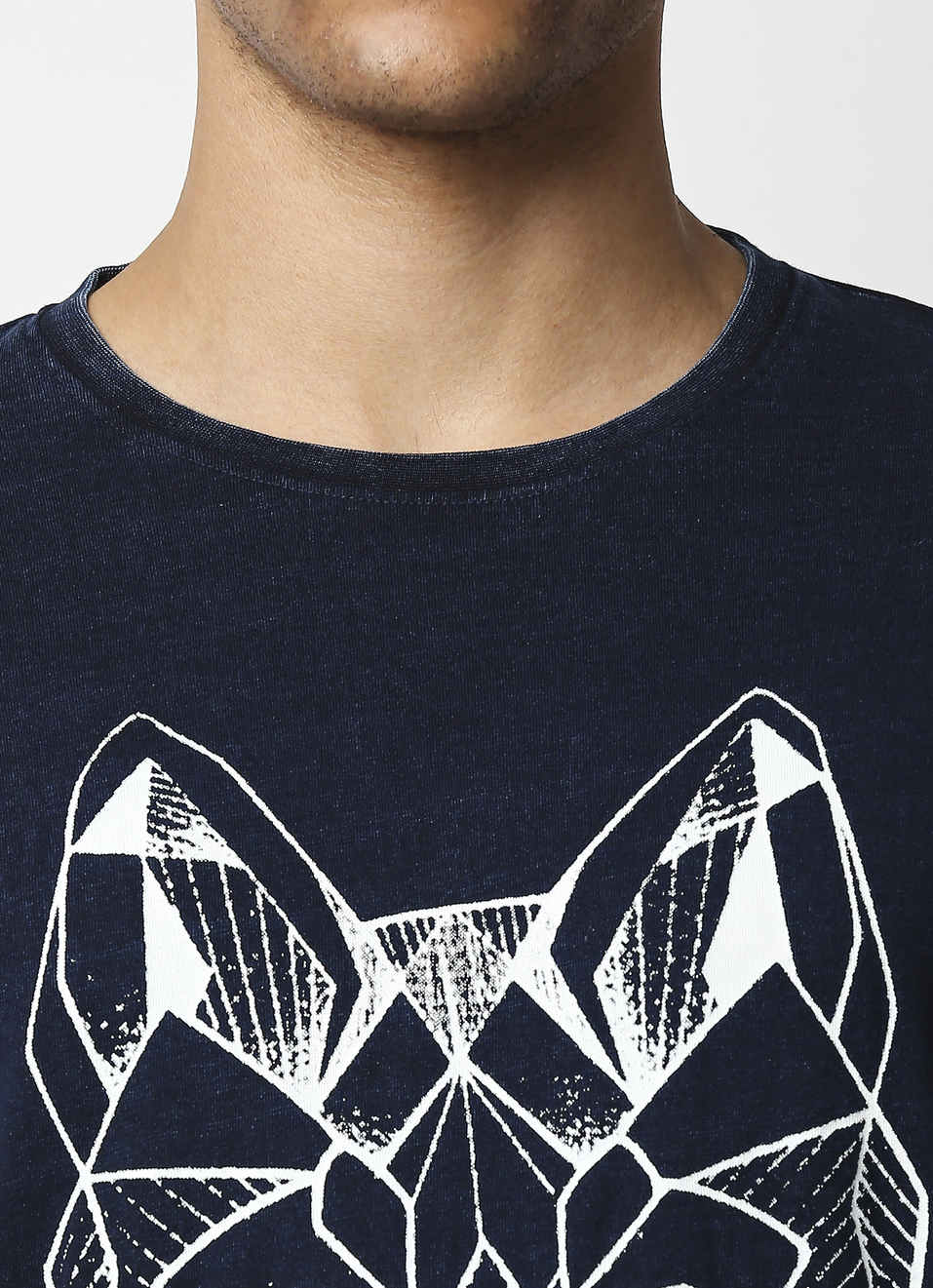 Snow Graphic Printed Indigo Tshirt, , large image number 4