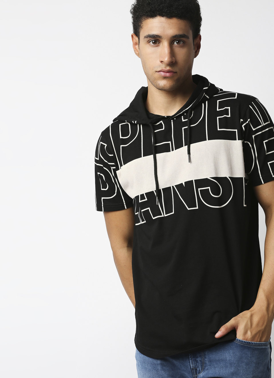 Buster Graphic Printed Hooded Tshirt, , large image number 0