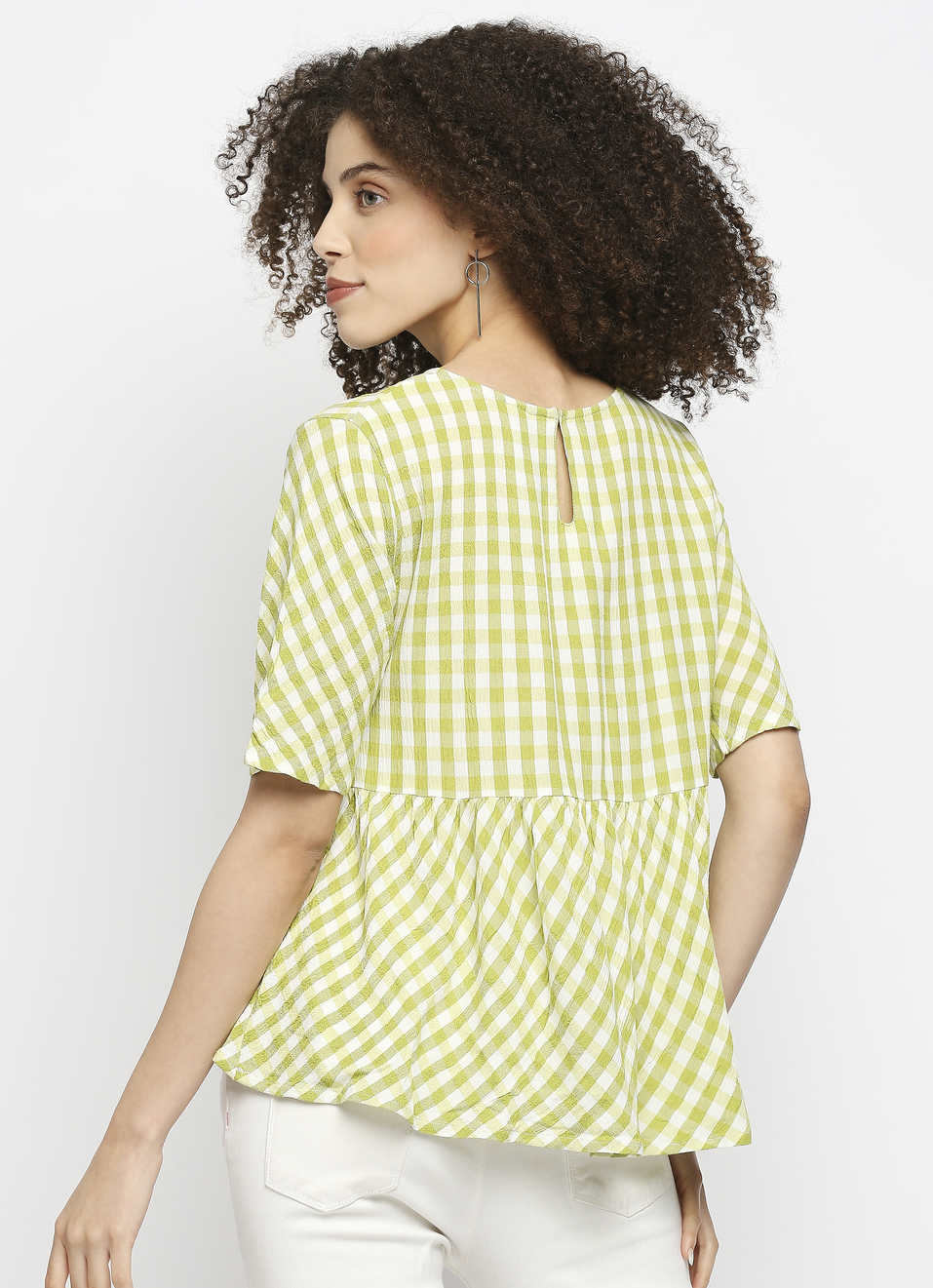 Jorama Checks Peplum Top, , large image number 1