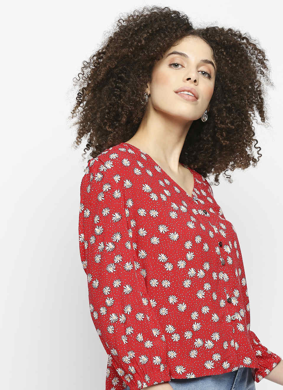 Brigette Ditsy Print Blouse With Shell Button, , large image number 2