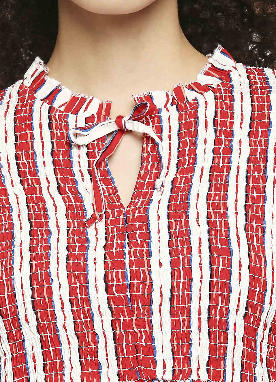 Belle Striper Smock Top With Ruffle On Sleeve And Neck, , large image number 4