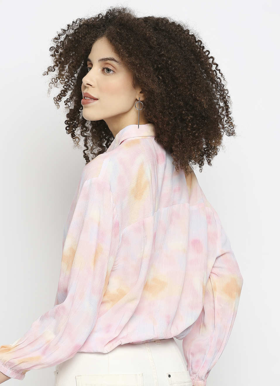 Aure Tie Dye Shirt With Elasticated Cuff & Self Knotted Hem, , large image number 1