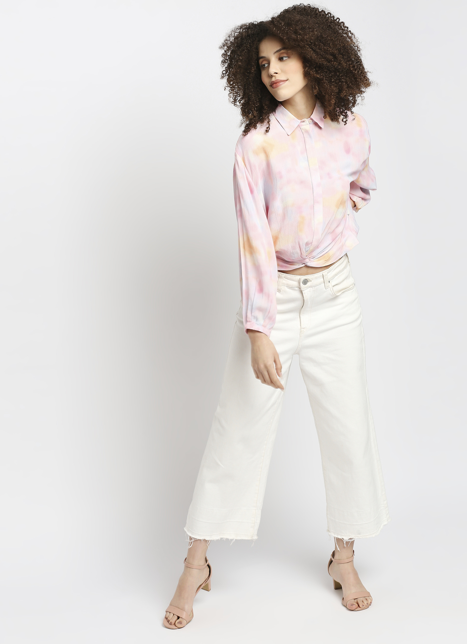 Aure Tie Dye Shirt With Elasticated Cuff & Self Knotted Hem, , large image number 3