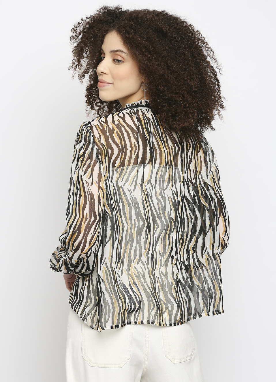 Madeline Animal Print Blouse With Shoulder Stitch Details, , large image number 1