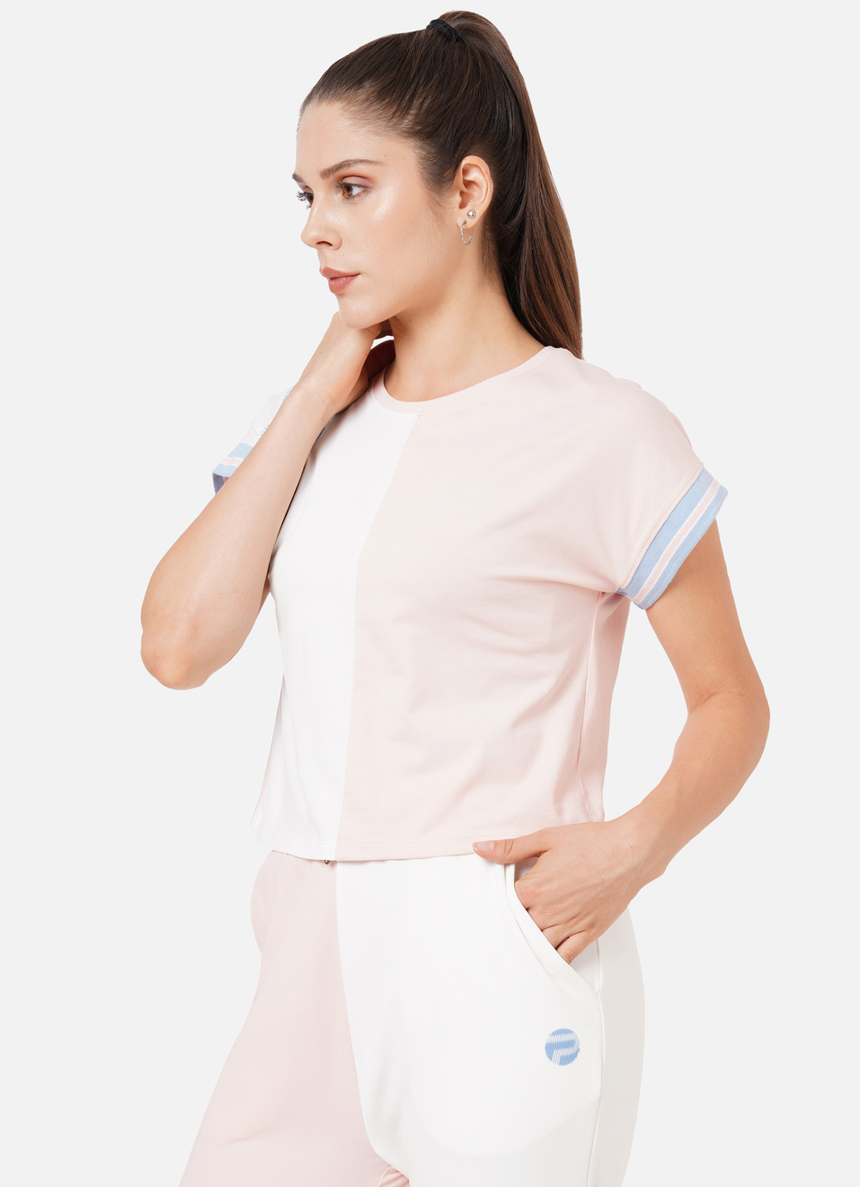 Jane Rib Detail Colour Block T-Shirt, , large image number 3