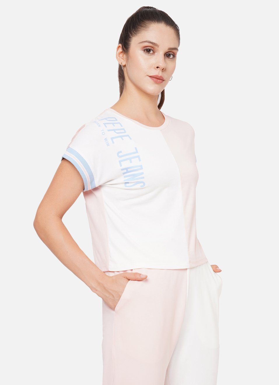 Jane Rib Detail Colour Block T-Shirt, , large image number 6