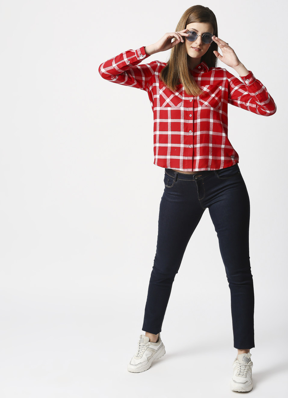 Zohaa Classic Red Checks Shirt With Patch Pocket Details, , large image number 2