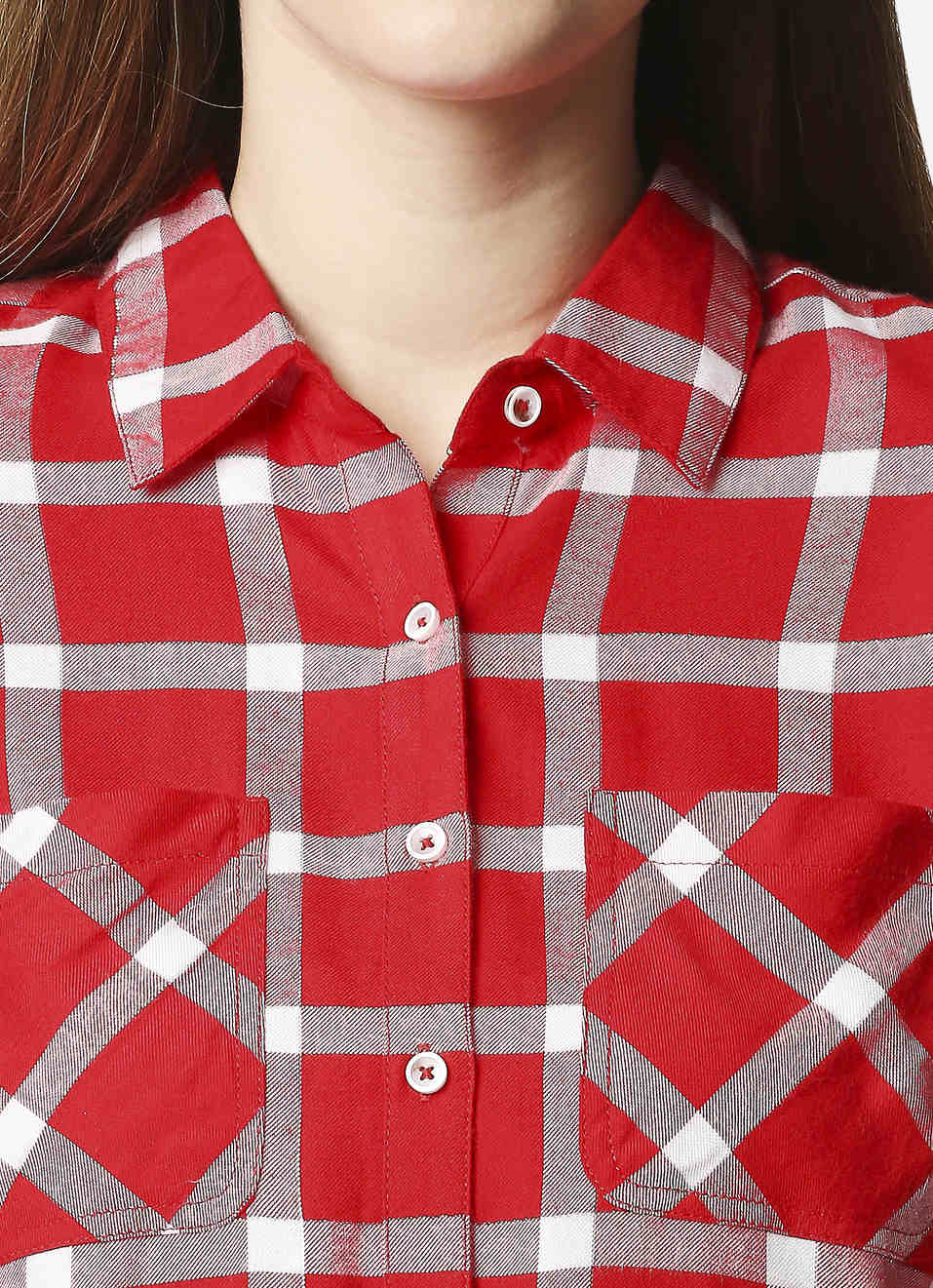 Zohaa Classic Red Checks Shirt With Patch Pocket Details, , large image number 4