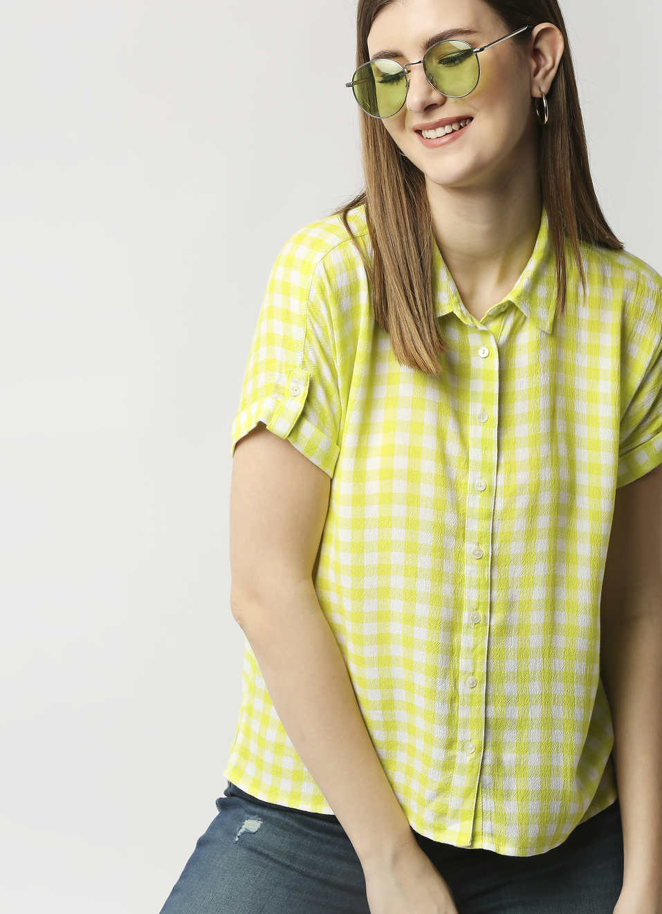 Zionee Checks Shirt With Extended Sleeves And Epaulettes, , large image number 0