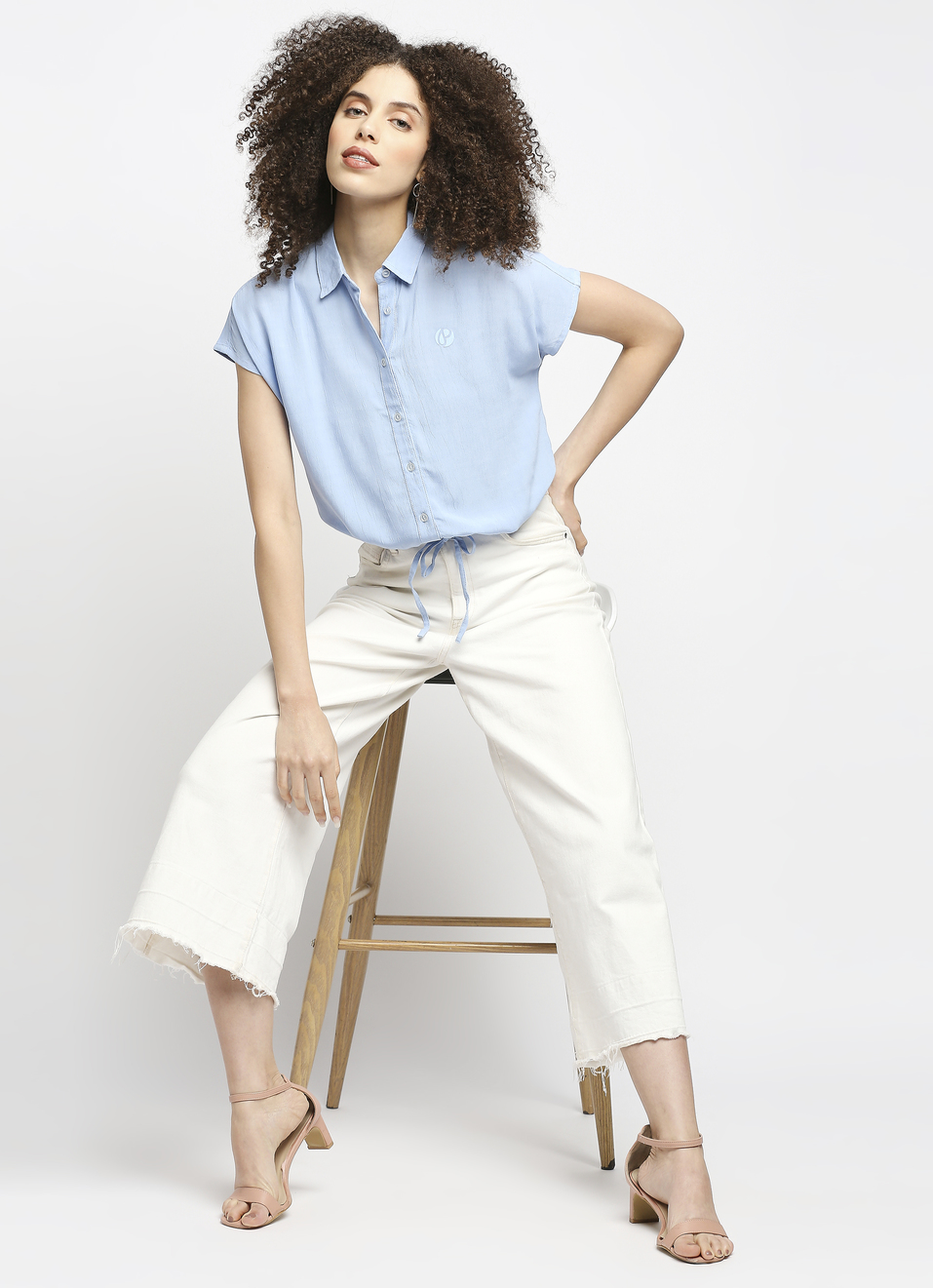 Martini Crop Shirt With Hd Glitter Print And Tie Up Details, , large image number 3