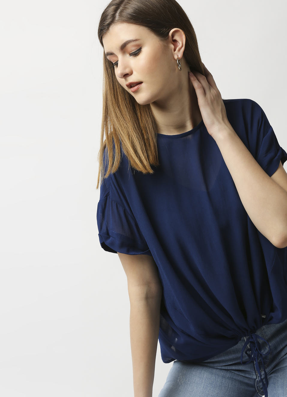 Margot Front Hem Tie Up And Overlap On The Back Details, , large image number 0