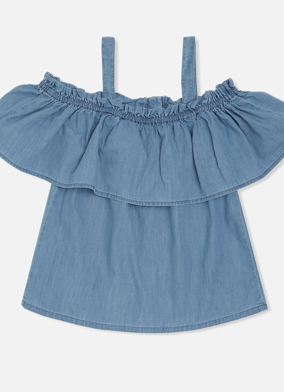 Lily Light Wash Strappy Denim Top, , large image number 1