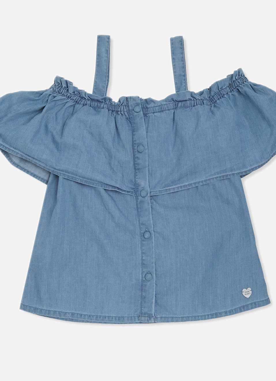 Lily Light Wash Strappy Denim Top, , large image number 0