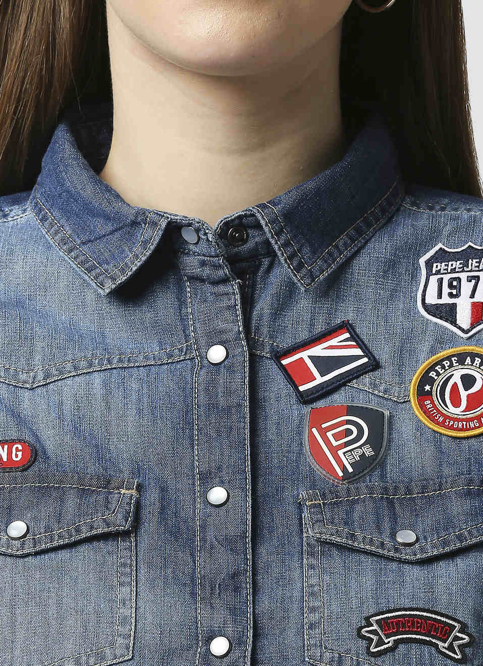 KOHIMO Badge applique denim shirt, , large image number 4