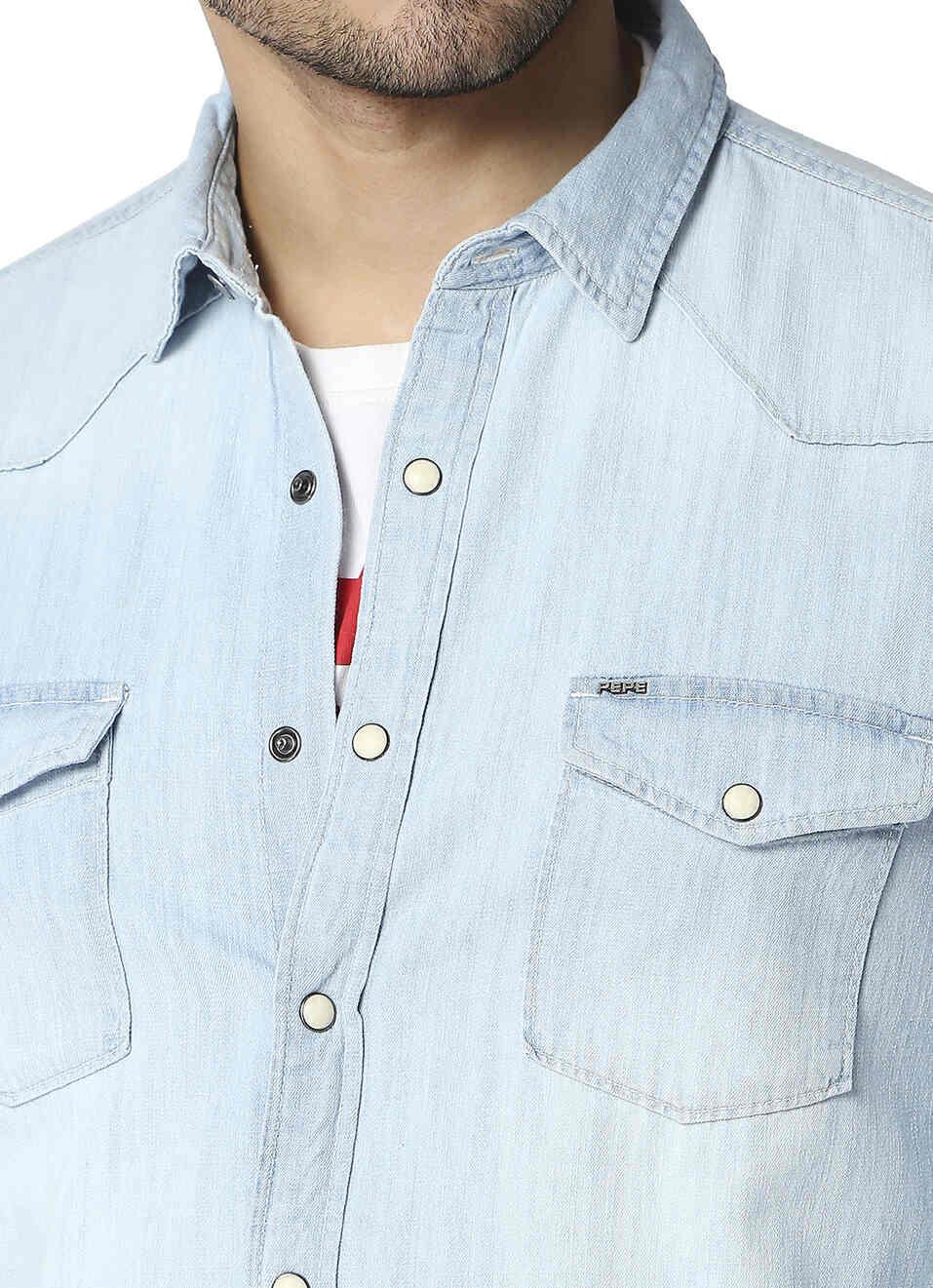 Hank Western Slim Fit Denim Shirt, , large image number 4