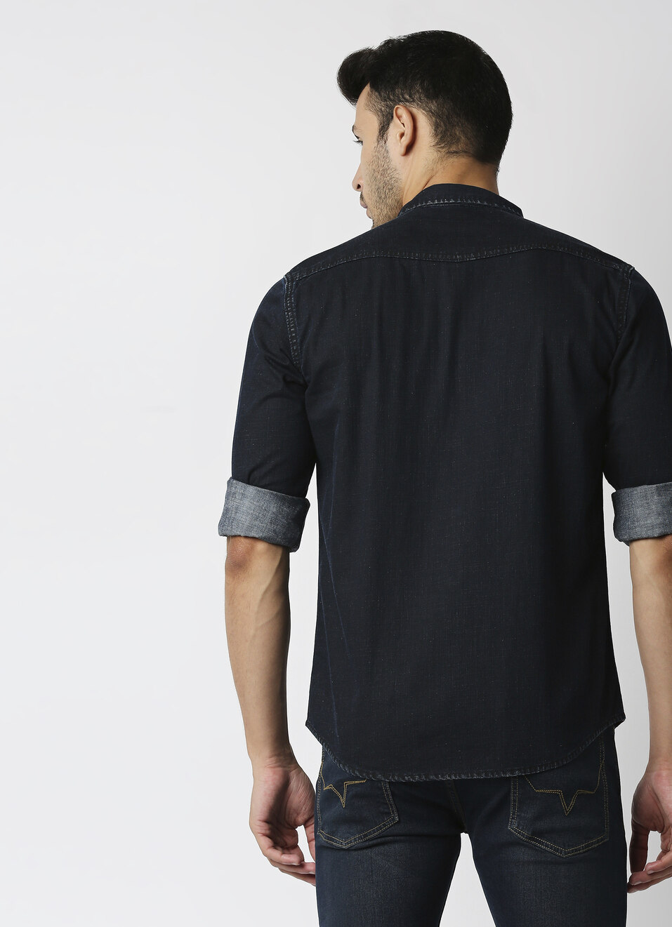 Hawk Spider Man graphic printed denim Shirt, , large image number 2