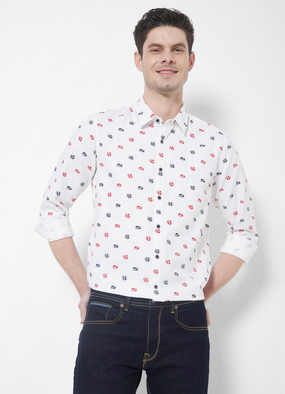 Gilling Minimal Printed Pique Knit Shirt, , large image number 0