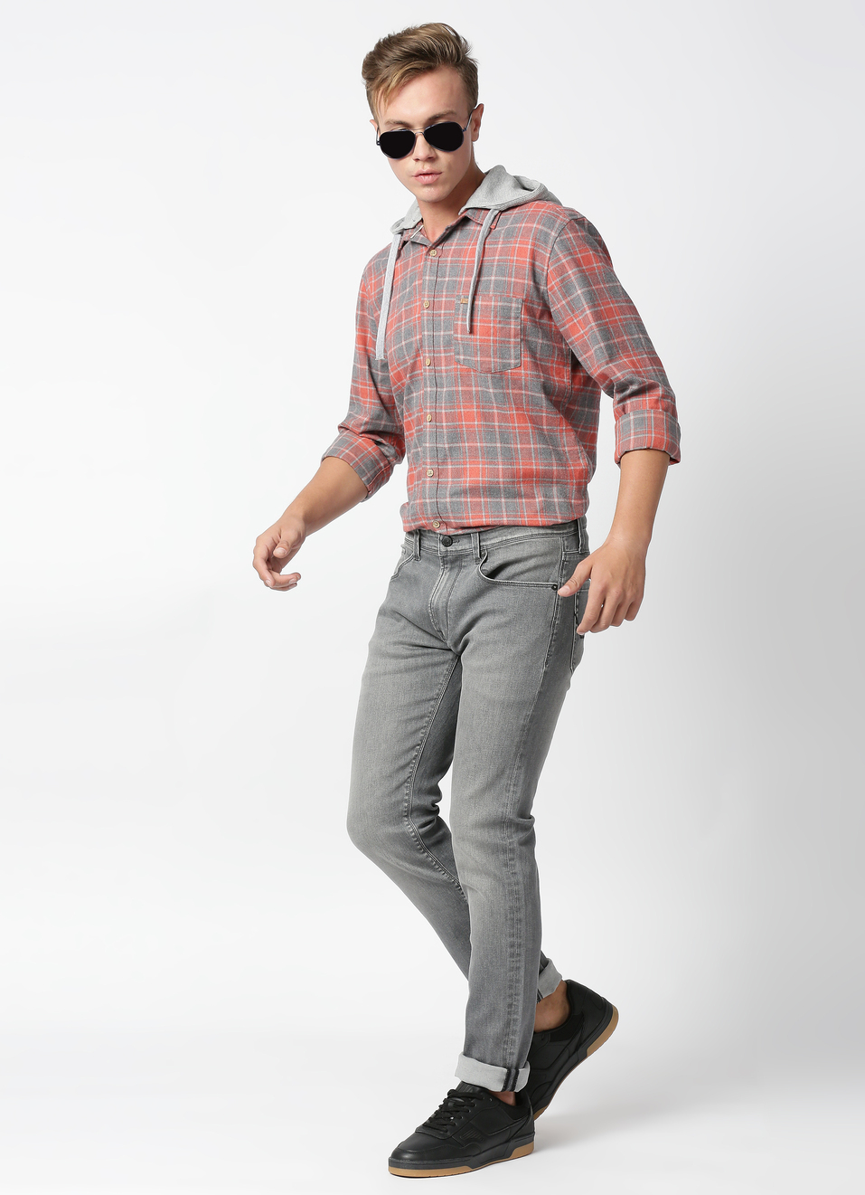 Bolero Shiruku Twill Check Hoodie Shirt, , large image number 5