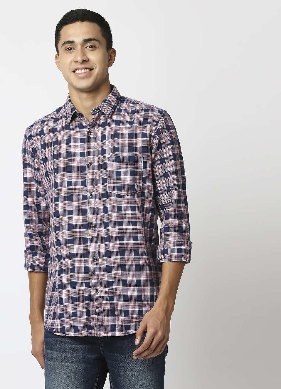 Hawkeye Cotton Linen Check Shirt, , large image number 1